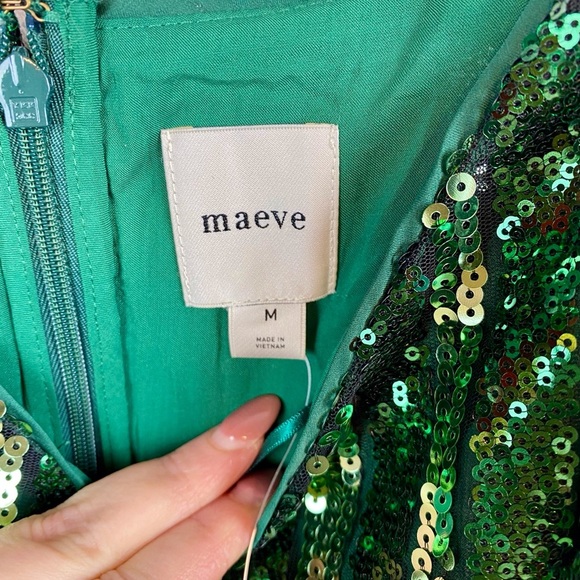 NWT Maeve Sleeveless Sequin Stripe Midi Dress in Green Size Medium. - Picture 12 of 16